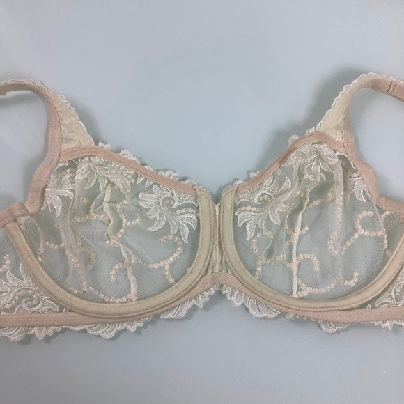 Lunaire Seville Shear Lace Full Coverage Ivory Wired Bra SZ 38D EUC - Picture 8 of 12